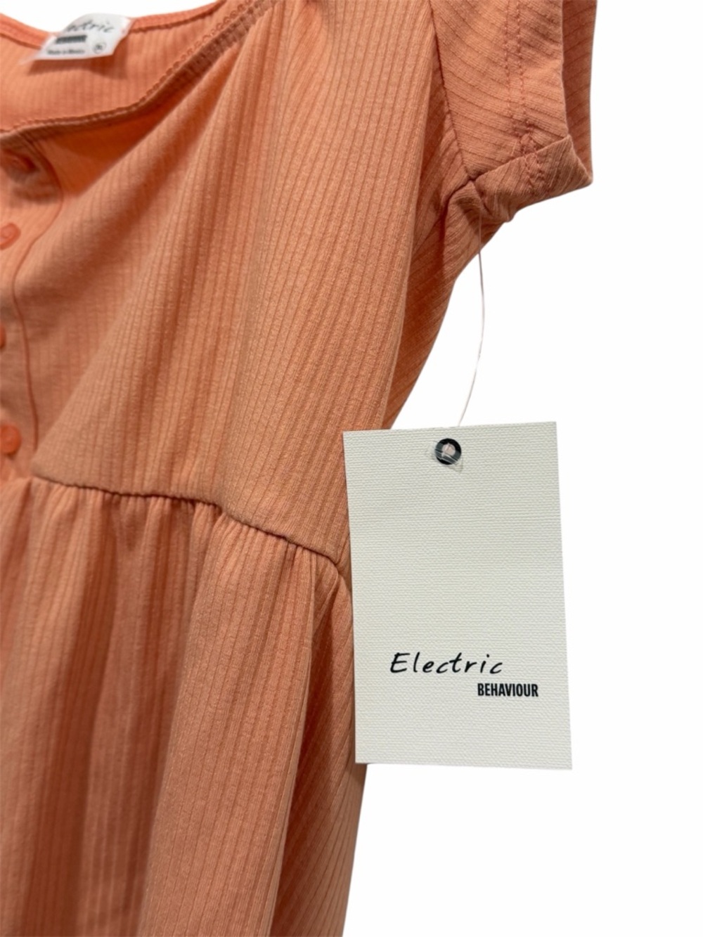 Electric Behaviour Rust Orange Ribbed Peplum Top - Picture 4 of 5